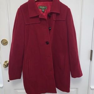 Eddie Bauer Red Peacoat Large